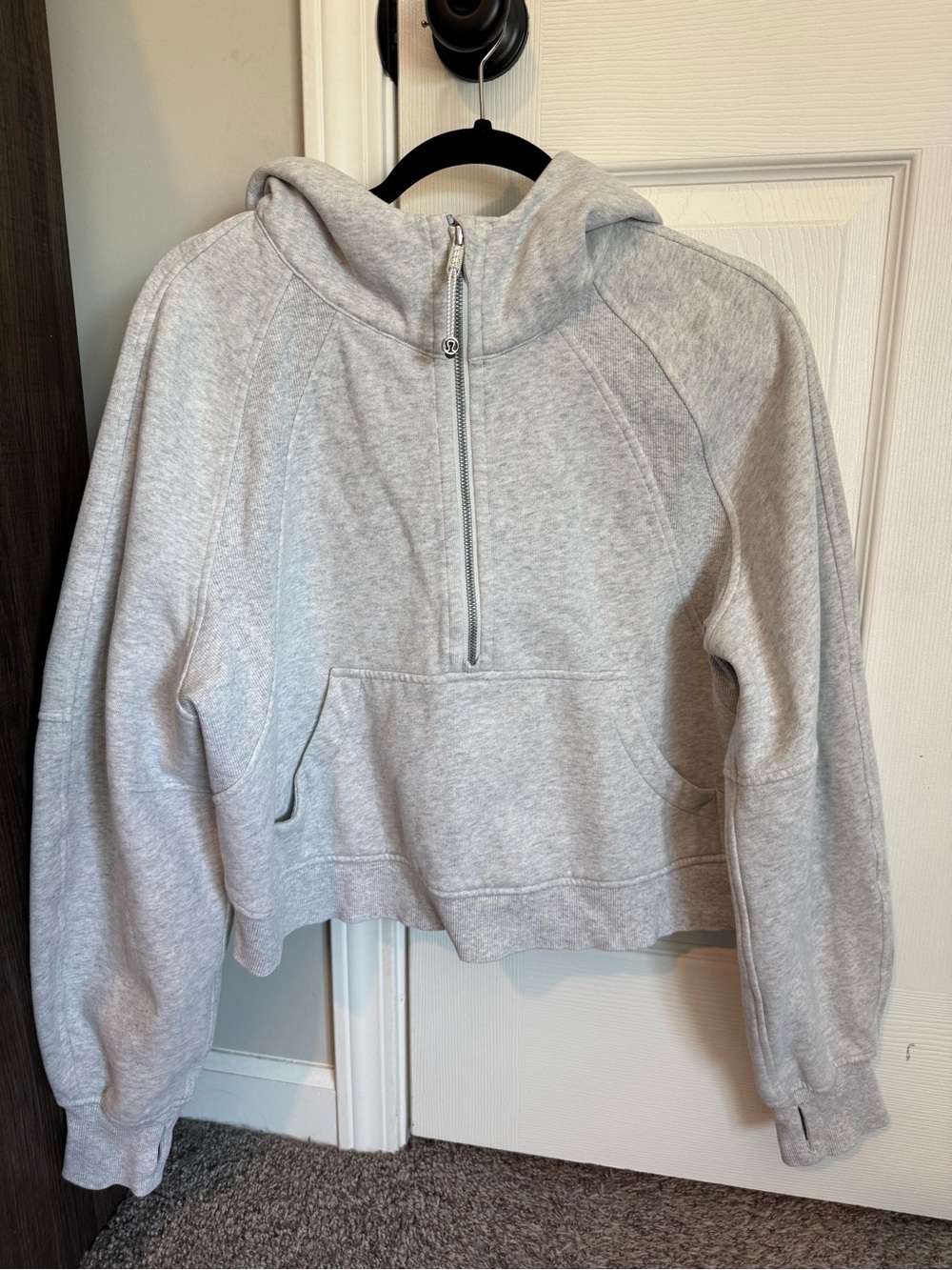Lululemon Scuba Cropped Women's Light Gray Half-Zip Hoodie